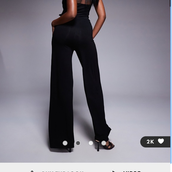ASOS DESIGN cami strap with ruffles wide leg jumpsuit in black - Picture 2 of 5